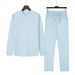 Men's Clothing Single Breasted Long Sleeved Suit Autumn And Winter Solid Color Loose Pullover Long Sleeved Trousers Suit Men_viptrois.com