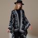 Apparel Accessories autumn and winter double-sided plain shawl with stripes plaid cashmere cape coat warm scarf_viptrois.com