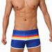 UXH Men's Colorful Striped Sports Split Boxer Swim Trunks Fashionable Close-fitting Quick-dry Beach Shorts_viptrois.com
