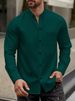 Men's Waffle Knit Button-Up Stand Collar Long Sleeve Shirt - Lightweight Breathable Casual Pullover For Fall (S-XXXL, Solid Colors)_viptrois.com