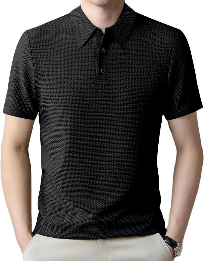 Men's Clothing Foreign Trade 2025 Summer New Men's Short Sleeved T Shirt Polo Shirt Lapel Button European And American Heavy Casual T Shirt_viptrois.com