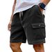 Men's Clothing Men's Summer Corduroy Multi Pocket Five Point Casual Sporty Drawstring Solid Color Cargo Shorts_viptrois.com