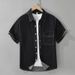 Retro Denim Short Sleeved Shirt For Men, Fashionable And Versatile, Artistic And Casual Loose Top_viptrois.com