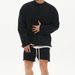 New Muscle Fitness Long Sleeved Men's Running Training Loose Fit Oversized Breathable Round Neck Casual Rolled Edge_viptrois.com