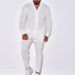 Men's Clothing Sports Suit Men's Linen Autumn Casual Suit Long-sleeved Fashion Workwear Trousers Foreign Trade Two-piece Set_viptrois.com