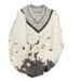 "Unisex V-Neck Gradient Knit Sweater – Retro Streetwear Oversized Pullover With Breathable Fabric (White/Grey, M-2XL)"_viptrois.com
