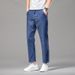 Tencel Thin Cropped Men's Loose Straight Casual Cotton Stretch Plus Size High-End Jeans Men_viptrois.com