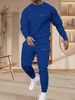 Autumn And Winter 2-piece Set Men's Long Sleeved Round Neck Black Top Loose Casual Hoodie Long Pants SetHerren Trendiges Print Sweatshirt_viptrois.com
