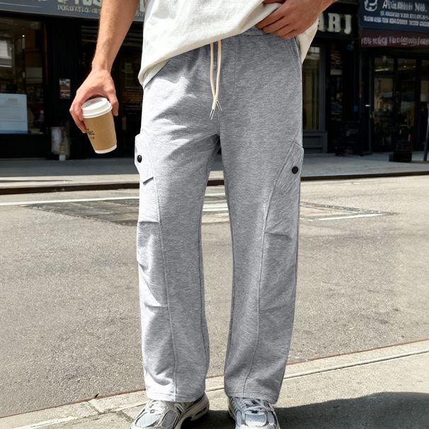 Men's Hip-Hop Streetwear Cargo Pants – Oversized Straight-Leg Joggers With Utility Pockets (S-XXXL, Polyester Blend)_viptrois.com