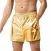 Premium Products 2025 Summer New Shiny PU Shorts Men's Solid Color Casual Beach Large Leather Pants_viptrois.com