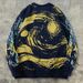 Retro Space Print Sweater – Oversized Unisex Knit Pullover With Cosmic Design (Blue, S/M/L/XL)_viptrois.com