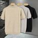 Men's Old Money Style Knitted Shirt Short Sleeve Summer Trendy Solid Color Half Sleeve T-Shirt Loose Casual Top_viptrois.com