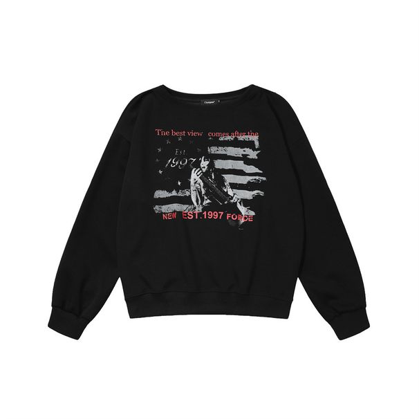 American Style Character Print Crew Neck Sweatshirt Loose Casual Long Sleeve Pullover Spring Autumn Men's Trendy_viptrois.com