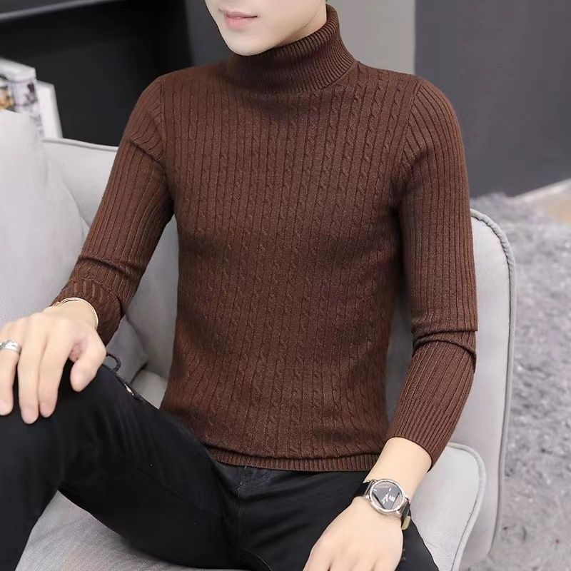Loom Factory Wholesale Foreign Trade Men's Knitted Sweater Autumn Winter New European And American High Neck Solid_viptrois.com