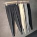 Summer Ice Silk Men's Cropped Suit Pants Flowy Nine Point Business Casual Korean Style Straight Leg Loose Fit_viptrois.com