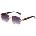 Unisex Square Glasses Rimless Cut Edge Sunglasses Women's Fashion Glasses Gradual Color Sunscreen Sunglasses_viptrois.com