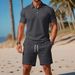 Men's Summer Casual Polo Shirt & Shorts Set - Breathable Mesh Fabric, Slim Fit, Stylish Sportswear For Outdoor Activities_viptrois.com