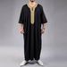 Elegant Embroidered Middle Eastern Thobe For Men – Breathable Polyester, Loose Fit, Traditional Design For Casual Wear (Green, White, Black, Navy)_viptrois.com