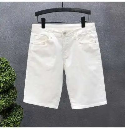 2025 2025 Summer Lightweight Denim Shorts For Men Korean Style Trendy Ripped Slim Fit Casual Fashion Brand Pants_viptrois.com
