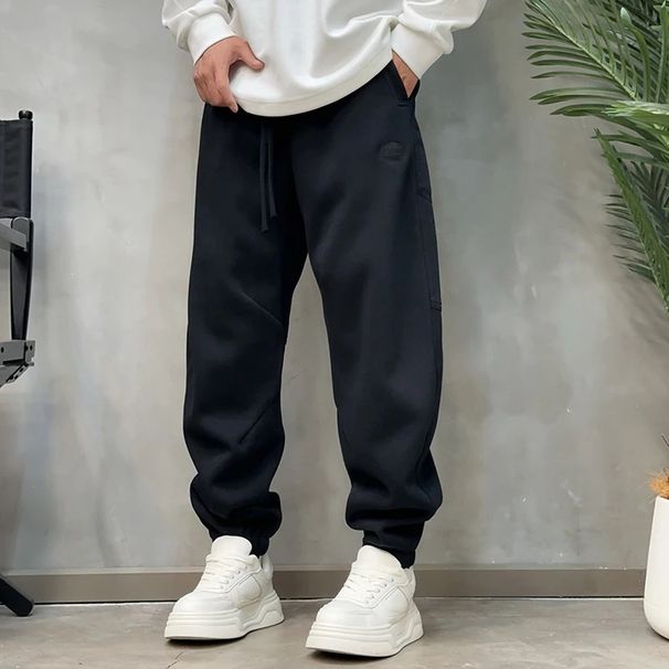 High-Quality Men's Fashion Trendy Personality Loose Sports Solid Color Versatile High Street Korean Style Straight-Leg_viptrois.com