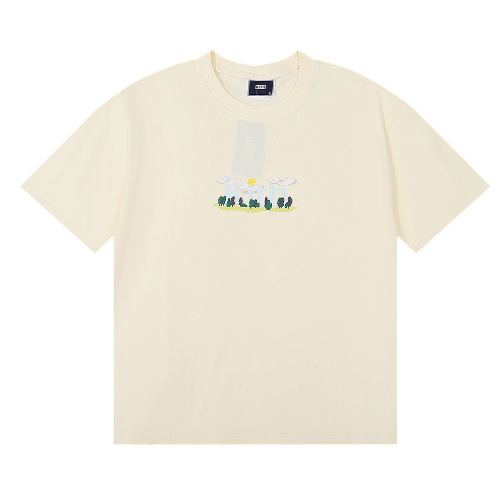 American niche trendy brand KITH fun forest print high weight loose short sleeved men's and women's T-shirts_viptrois.com