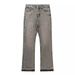 Men's Clothing Version Of The Washed Hem Tassel Slightly Flared Grey Jeans Retro High Street Vibe Style Men's Trend_viptrois.com