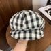 New Plaid Beret For Women, Autumn And Winter, Face-Slimming Cloud Artistic Versatile Octagonal Hat, Newsboy Painter Hat_viptrois.com