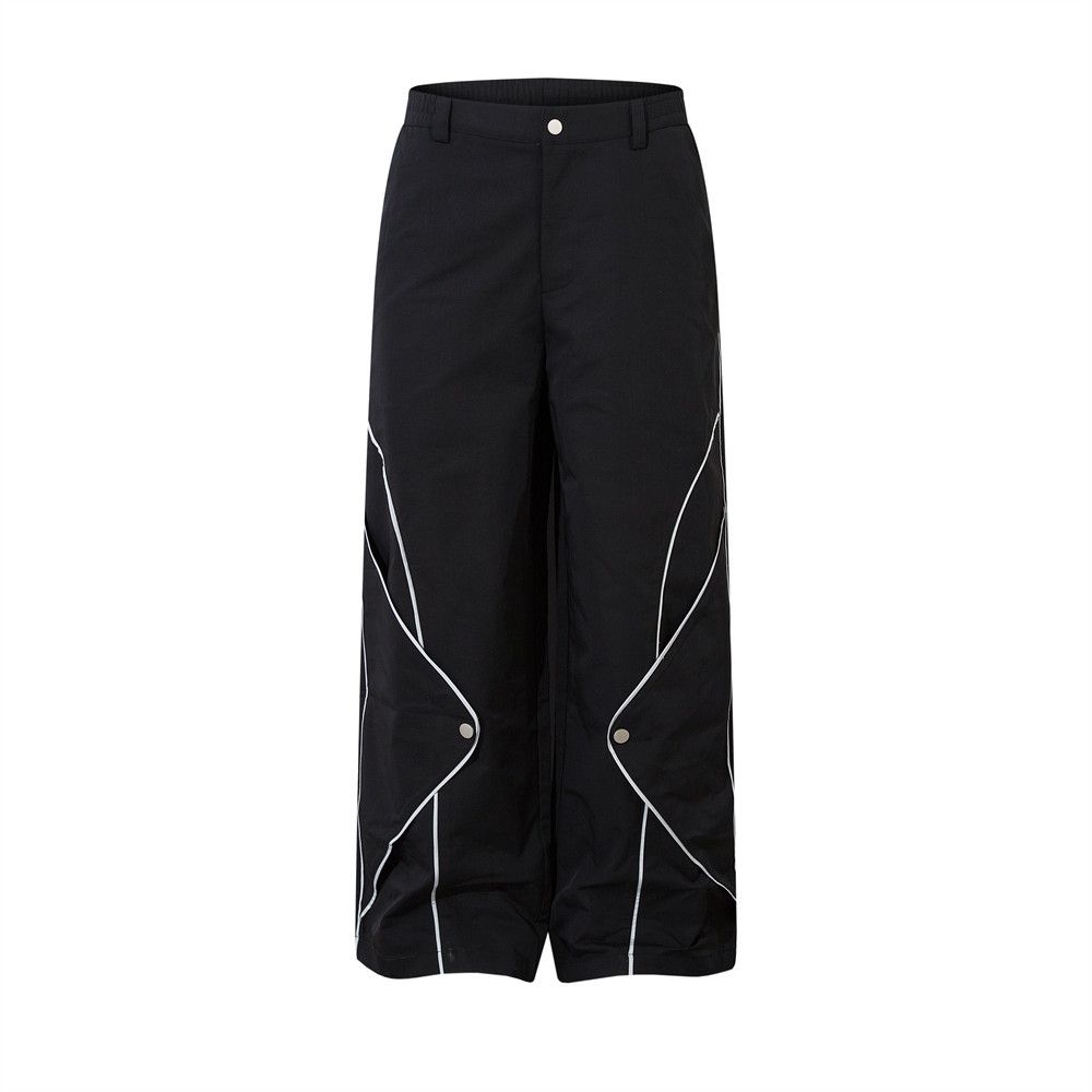 Men's Clothing Design Sense Trendy Brand Casual Sports Straight Pants Men's Trendy Brand Inlaid Bat Button Patchwork Cloth Niche Loose Trousers_viptrois.com