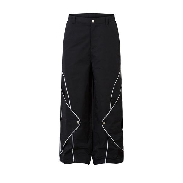 Men's Clothing Design Sense Trendy Brand Casual Sports Straight Pants Men's Trendy Brand Inlaid Bat Button Patchwork Cloth Niche Loose Trousers_viptrois.com