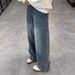 American High Street Retro Wide-leg Jeans For Men And Women, Loose Washed Long Straight-leg Pants, Men's Relaxed_viptrois.com