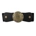 Western Cincher Elastic Waistband For Women Wide Version Waist Slimming Punk Style Metal Carved Round Buckle Belt_viptrois.com