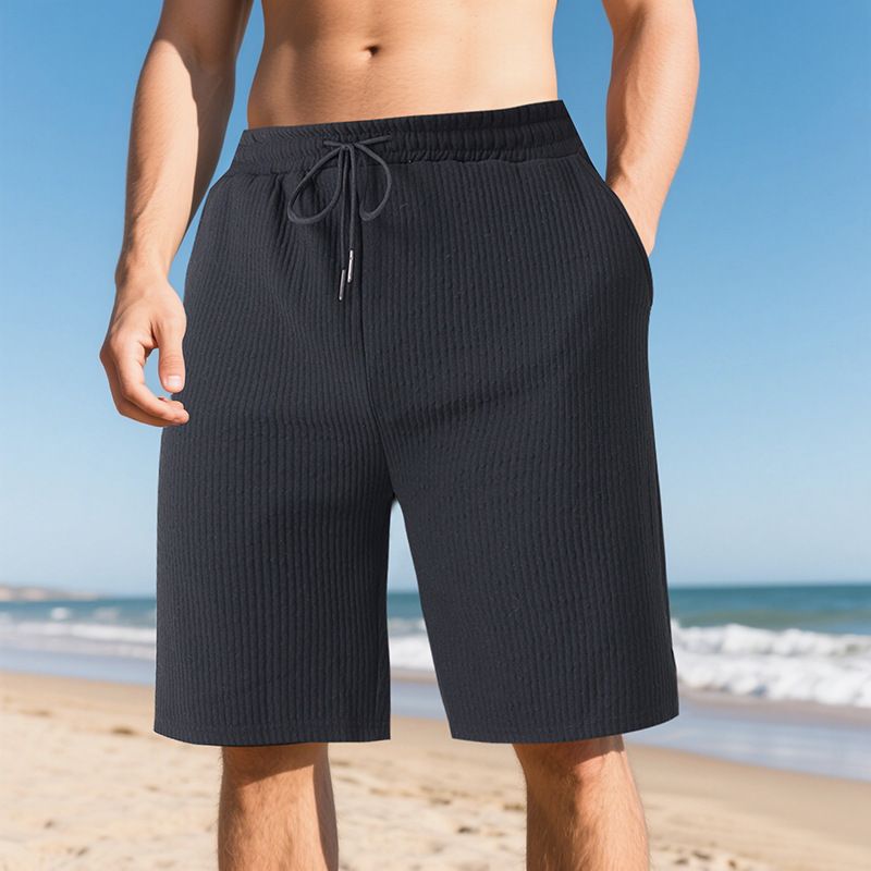 Men's Clothing Men's Summer Heavyweight Light Luxury Double Line Jacquard Leisure Sports Loose Trendy Beach Shorts_viptrois.com