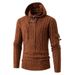 Loom Cross-Border 2025 Autumn Winter European American Men's Hooded Leather Button Long Sleeve Pullover Knitted_viptrois.com