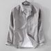 Men's Linen Shirt - Breathable Cotton Blend Short/Long Sleeve Casual Shirt For Spring & Summer | Relaxed Fit V-Neck Top_viptrois.com
