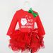 Children's Christmas Santa Lace Princess dress Long sleeve bow children's dress_viptrois.com