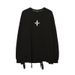 Men's Clothing Ripped Leather Round Neck Long Sleeved T Shirt High Street Bottoming Shirt _viptrois.com