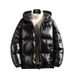 Men's Solid Color Shiny Cotton Coat Trend Reflective Loose Zipper Hooded Thickened Cotton Coat_viptrois.com