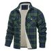 Men's Clothing Fleece-Lined Plaid Shirt Jacket – Oversized Flannel Coat For Men (Green/Khaki/Navy, S-5XL)_viptrois.com