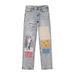 Smiley Bear Hayley Sticker Trend Loose Hip Hop Trousers Jeans Ins Loose Straight Men_viptrois.com
