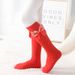 Children's socks autumn and winter style red festive new year cute tassel three dimensional bow girls calf socks comfortable cotton socks_viptrois.com