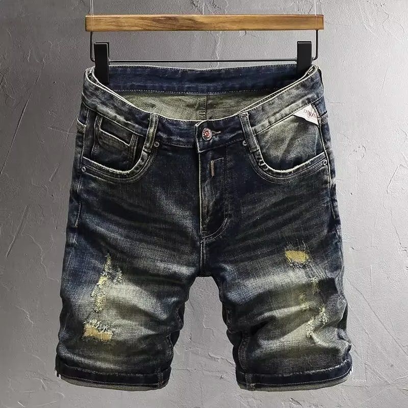 Summer New Denim Shorts For Men, Versatile And Trendy, Distressed Cropped Scraped Casual Pants, Trendy Brand_viptrois.com