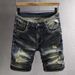 Summer New Denim Shorts For Men, Versatile And Trendy, Distressed Cropped Scraped Casual Pants, Trendy Brand_viptrois.com