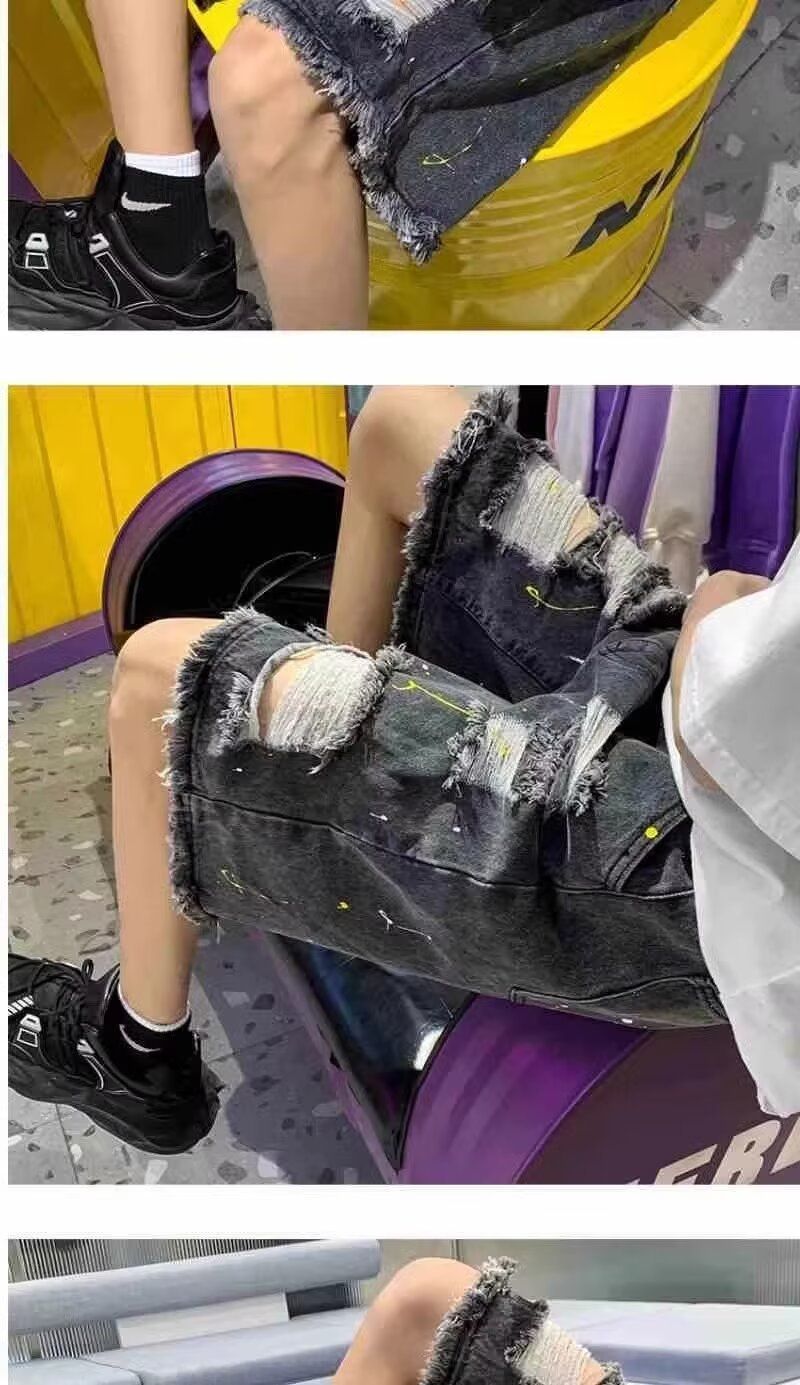 Men's Clothing Thin Five Point Denim Shorts Trendy Ripped Slim Casual Trendy Brand Breeches Pants_viptrois.com