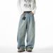 Men's Clothing Loose Fitting Washed Jeans For Men, New Spring And Summer Styles, Side Split Design, Carrot Pants, American Retro Trousers_viptrois.com