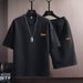 Men's Clothing Summer Short Sleeved Suit For Male Students Trendy Handsome Casual T Shirt Korean Style Trendy Brand Printed Sports Suit Trendy_viptrois.com