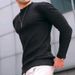 Men's Casual Checkered Knit Long Sleeve T-Shirt - Loose Fit Round Neck Pullover Top For Spring & Fall_viptrois.com