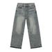 Men's Clothing Retro Distressed Raw Edge Design High Street Versatile Casual Straight Loose Jeans Trend_viptrois.com