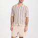 Men's Knitted Polo Shirt Lapel Cardigan Multi Color Vertical Striped Short Sleeved Knitted Top_viptrois.com