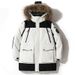Korean Style Thickened White Goose Down Parka For Men, Long Length Hooded Coat With Fur Collar, Unisex Winter Jacket_viptrois.com