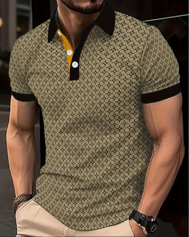 Men's Clothing Daily Casual Men's Short Sleeved Polo Shirt Fashionable 3d Printed Lapel Polo Suit Men's Clothing_viptrois.com